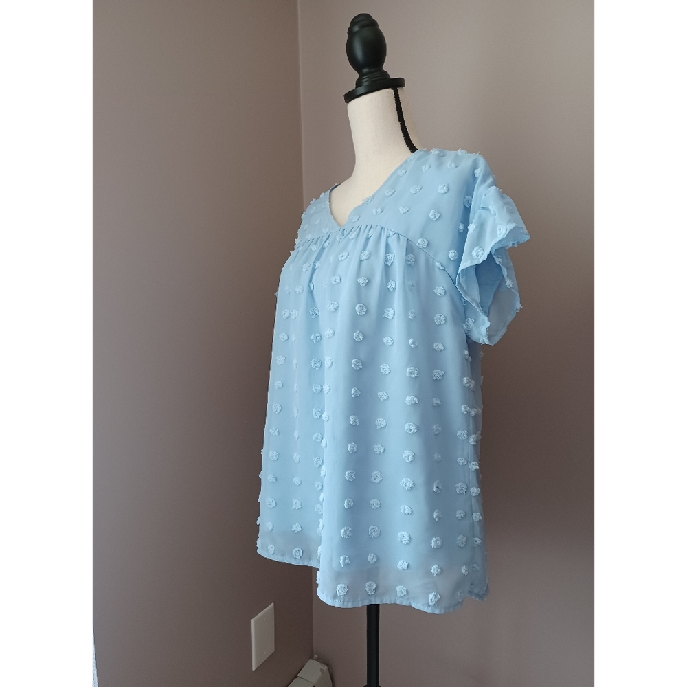 SHEIN Pom Pom Short Sleeve Blouse